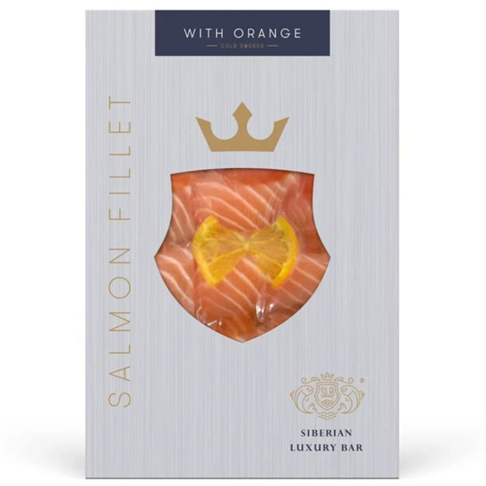Лосось холодного копчения с апельсином, медом и имбирем (нарезка) Рыба холодного копчения