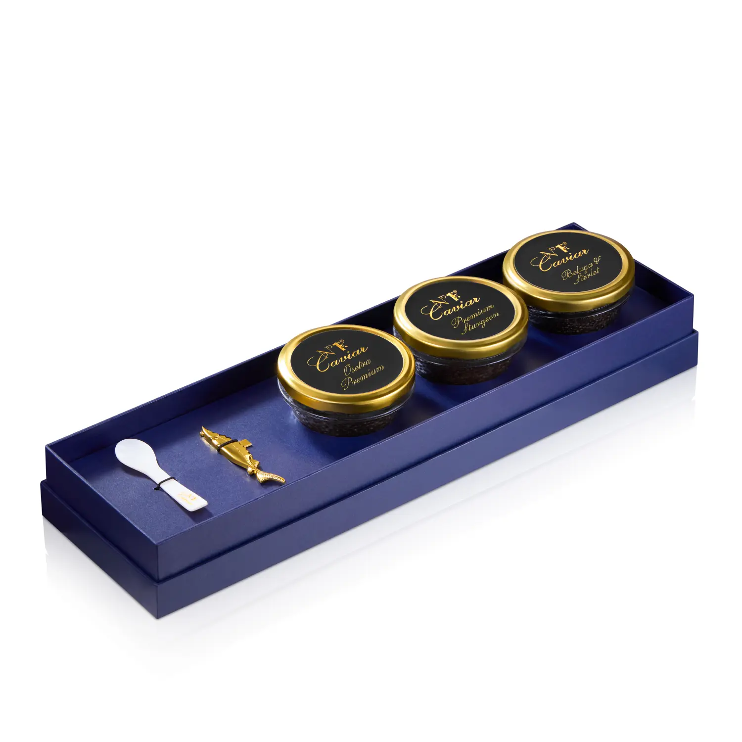 Подарочный набор чёрной икры: Премиум Осётр, Премиум Sturgeon Осётр, Белуга&Стерлядь №1 Caviar, 113 г